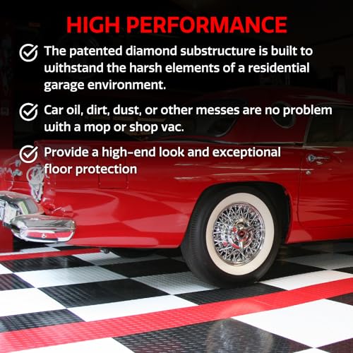 Big Floors RaceDeck Garage Floor Tiles, Interlocking Garage Flooring, Diamond Plate Pattern Heavy-Duty Copolymer Modular Tile (Alloy, 24 Pack of 12 x 12" Tiles, 24 Sq Ft) - color: Alloy, size: 24 Pack
