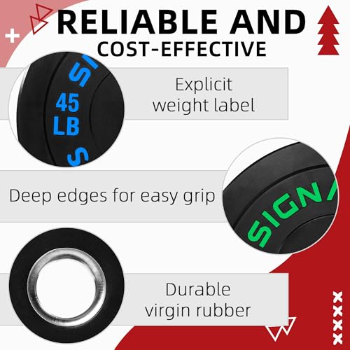 Fitvids 2-Inch Olympic Rubber Weight Plates Sets, Bumper Plates Set with Barbell for Strength Training, 180-390 Lbs Multiple Options - color: Colored, style: 180LB Set