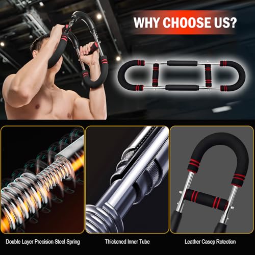 Latest-Gen Twister Arm Trainer, Adjustable Power Spring Workout Bar, Forearm Triceps Chest Exerciser Strengthener, Detachable Portable Home Fitness Equipment for Enhancing Upper Body Muscle - style: 80-110lbs