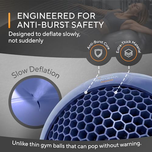 Exercise Ball – Yoga Ball for Pilates & Fitness - Birthing for Pregnancy, Stability, Core, Balance, Therapy for Physical Rehab, Workout for Home Gym & Office Chair, Fast Pump Included - color: Indigo, size: L (for Height 5'4" - 5'10")