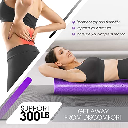Yes4All High-Density EPP Round Back Roller Foam, Exercise Foam Roller for Yoga, & Pilates, Multiple Sizes and Colours, Purple - 24 inches - color: Purple, size: 24-inch (Pack of 1)
