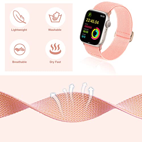 Elastic Ankle/Arm Band Compatible for Apple Watch 49/46/45/44/42/41/40/38mm | Breathable Nylon Ankle Strap Armband for Women Men, Fits iWatch SE Ultra Series 11 10 9 8 7 6 5 4 3 2 1 - color: Pink, size: 44/45/46/49/42(series 3 2 1)
