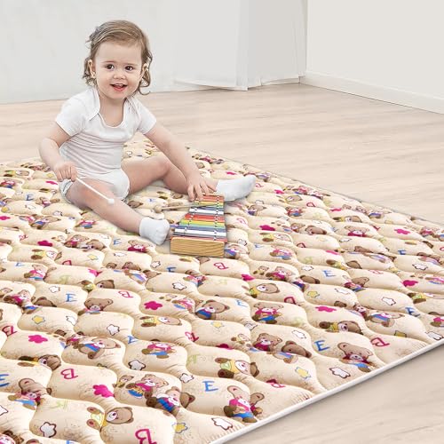 High-Density Foam Baby Play Mat, 47x47 Inches Thicken One-Piece Comfortable and Soft Playmat, Non Slip Machine Washable Floor Mat for Infants, Tapete para Bebes,Toddlers - color: Lovely Bear, size: 47" x 47"