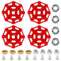 4 Pack Outdoor Faucet Handle, 6mm x 6mm (15/64" x 15/64") Square Stem Hole Faucet Handle Replacement, Cast Iron Round Wheel Water Spigot Handles Replacement with Screws Spacer (Red) - color: Red, size: 6mm x 6mm (4pcs)