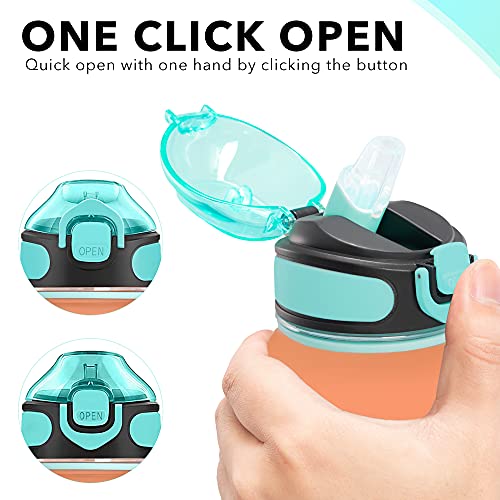 Enerbone 32 oz Water Bottle with Times to Drink and Straw, Motivational Drinking Water Bottles with Carrying Strap, Leakproof BPA & Toxic Free, Ensure You Drink Enough Water for Fitness Gym Outdoor - color: Orange-Green
