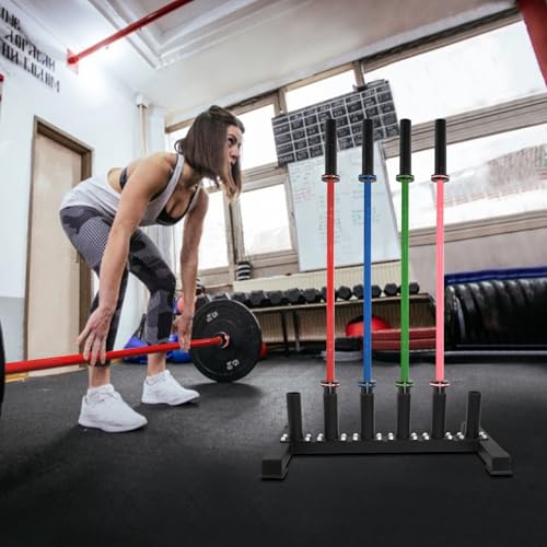 6-Bar Holder 2" Olympic Rack, Floor Stand for Home Gym | Holds Olympic, curl, trap, axle bars. Protective sleeves. 24 lbs. No wall mount. Easy assembly, fits small spaces.