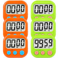 6 Pack Digital Kitchen Timer Small Classroom Timers for Kids Teachers (Orange&Green) - color: Orange&green