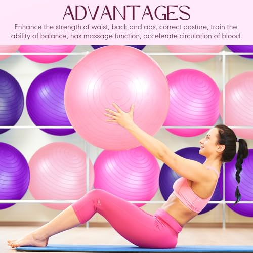 Leyndo 4 Pcs 26 Inch Yoga Exercise Ball Pilates Pregnancy Birthing Fitness Ball with Quick Pump Anti Burst for Improved Posture, Balance, Yoga, Pilates, Training - color: Vivid Color