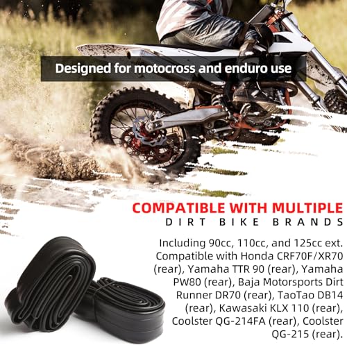 AR-PRO (2-Pack) 80/100-12 Dirt Bike Inner Tubes with TR4 Straight Valve, Replacement Standard Motorcycle Inner Tube 2.75/3.00-12 Heavy Duty, Compatible with Honda CRF70F/XR70, Yamaha TTR 90, and More - size: 2.75/3.00-12 (80/100-12)