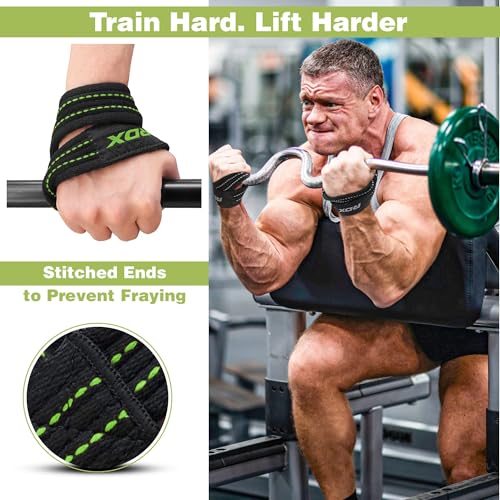 RDX Weight Lifting Straps Figure 8, Anti Slip Strap with Cuffs Wrist Support for Gym Workout Deadlift Powerlifting Bodybuilding Weightlifting, Fitness Strength Training, Hand Bar Grip for Men - color: BLACK ARMY GREEN, size: Large