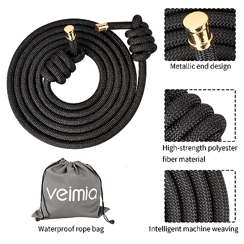 veimia Flow Rope for Fitness High Performance Double Woven Workout Rope Adjustable Flow Jump Rope for Men Women Training Indoor Outdoor Cardio Exercise Rope for beginner - color: Swan black