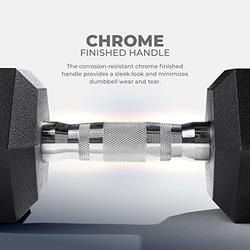 Sunny Health & Fitness Hex Style Dumbbell 5 LBS TO 50 LBS Chrome Handles, Hand Weight for Strength Training, Home Gym, Exercise, Workout Equipment Multiple Size Options - style: 4.5 KG / 10 LBS (Pair)
