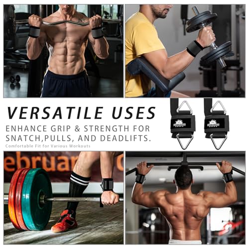Wrist Cuffs Weight Lifting Straps – Heavy-Duty Cable Machine Attachments & Weightlifting Wrist Support for Lateral Raises, Pull Exercises & Strength Training - color: black, size: size M