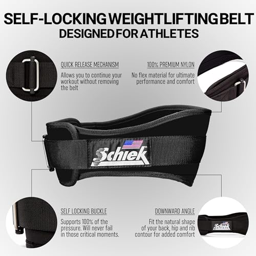 Schiek Sports 2006 Nylon 6" Weight Lifting Belt - Support Belt for Power Lifting - color: Black, size: X-Small