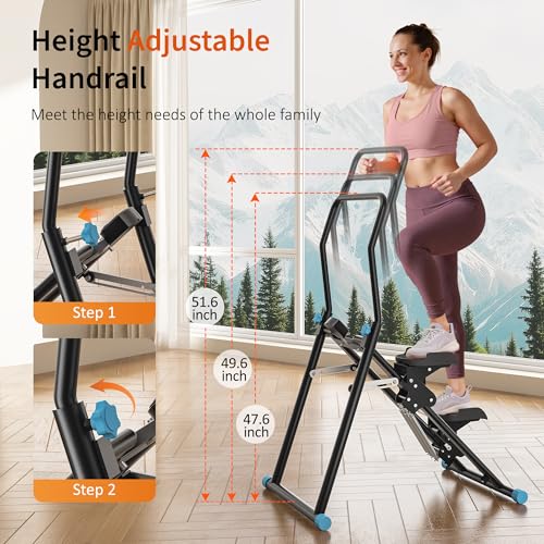 MOMODA Stair Stepper Resistance Adjustable Folding Vertical Climber Machine for Home Gym Full-Body Workout - color: Black Blue