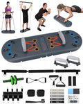Hikeen Home Workout Equipment to Help Achieve Fitness Goals, 27-in-1 Portable Gym Exercise Equipment with Compact Push-Up Board, Resistance Bands, Ab Roller Wheel, and Pilates Bar, Master Your Workout