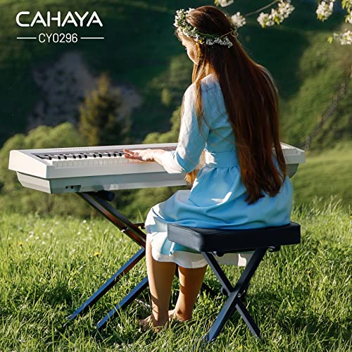 CAHAYA Keyboard Bench X-Style 3.5in Thick Padded Cushion Piano Bench Adjustable Height Keyboard Stool Chair Seat for Electronic Digital Keyboards Pianos CY0296 - color: Black, style: Upgrade Version