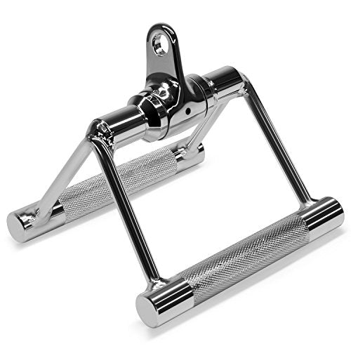 Yes4All Cable Machine Attachment, Double D Handle & Tricep Rope Cable Attachment, Weight Machine Accessories Load 880 LB for Home Gym - color: F. Double Row Rotate Chrome