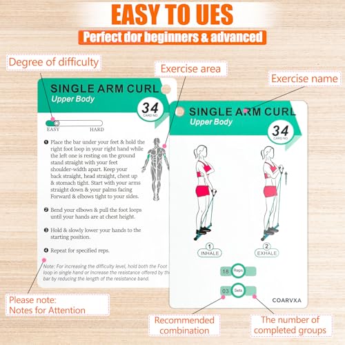 Pilates Bar Workouts for Women-58 Exercise Cards with Pilates Stick Work Out Postures，ncludes 4-Week Challenge,2 Rings& Dry-Erase for Easy Organization-Home, Gym or Studio - color: Pilates Bar