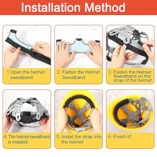 10Pcs Hard Hat Sweatband Washable Cotton Hardhat Liner Reusable Hardhat Accessories Air Cushion Sweatband - color: Black 10pcs