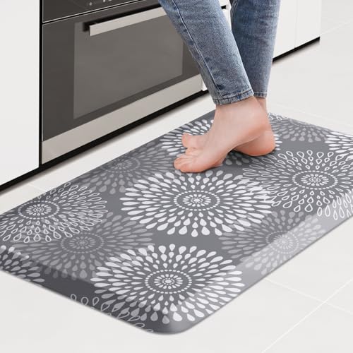 LuxStep Kitchen Mat Waterproof Kitchen Rugs for Floor Cushioned Anti-Fatigue Mat Non-Slip Standing Desk Mat Comfort Floor Mats for House Sink Office 17.3" x 28" Grey - color: Grey, size: 28"L x 17.3"W x 0.5"Th