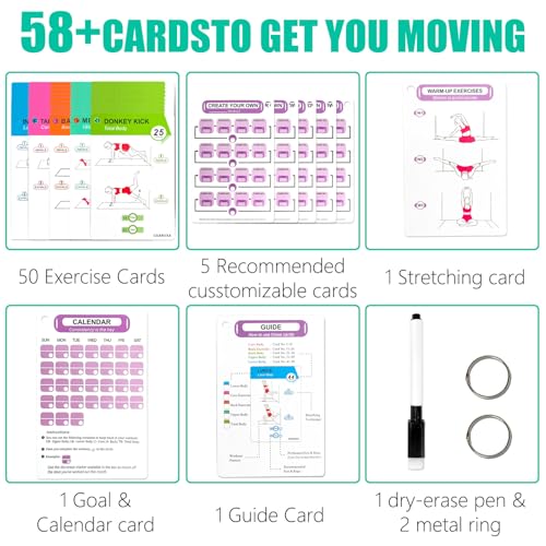 Wall Pilates Workouts for Women-58 Exercise Cards with Pilates Mat Workout Postures，ncludes 4-Week Challenge,2 Rings& Dry-Erase for Easy Organization-Home, Gym or Studio - color: Wall Pilates