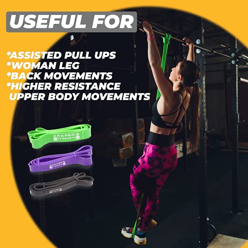 Draper's Strength Heavy Duty Resistance Stretch Loop Bands for Powerlifting Workout Exercise and Assisted Pull Ups - color: #10 3 Band Set Black-Green