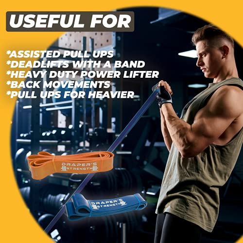 Draper's Strength Heavy Duty Resistance Stretch Loop Bands for Powerlifting Workout Exercise and Assisted Pull Ups - color: #13 6 Band Set Yellow-Blue
