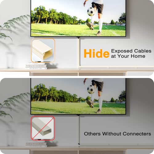 Delamu 157in Cord Hider, Cord Cover Wall Cable Management, Paintable Wire Cover for Cords, Cable Hider Raceway Kit, Cable Cover Concealer, Wire Hiders for TV on Wall, 10 X L15.7 W1.18 H0.6in, Beige - color: Beige, size: 157in L x 1.18in W x 0.6in H