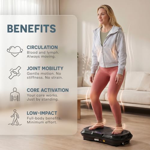 Lifepro Waver Vibration Plate Exercise Machine – High-Intensity Vibration Plate for Lymphatic Drainage – Full-Body Workout Vibrating Platform with Loop Bands – Fitness Equipment for Strength & Toning - color: Black