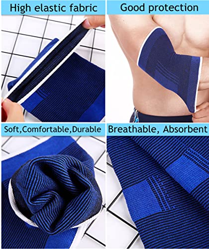 Elbow Compression Sleeves, Elbow Brace for Men Women, Tennis Golfer's Elbow Support 1pair, Arm Support Sleeves For Sports Protection And Pain Relief (Blue) - color: Blue