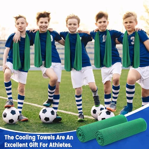 Hosuly 30 Pack Cooling Towels, 40"x12" Ice Breathable Soft Chilly Sweat Rag Microfiber Workout Rags for Gym Cooling Towels for Neck and Face for Yoga Golf Sport Running - color: Green