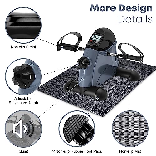 Mini Exercise Bike, AGM Under Desk Bike Pedal Exerciser Foot Cycle Arm & Leg Pedal Exerciser with LCD Screen Displays - color: Gray