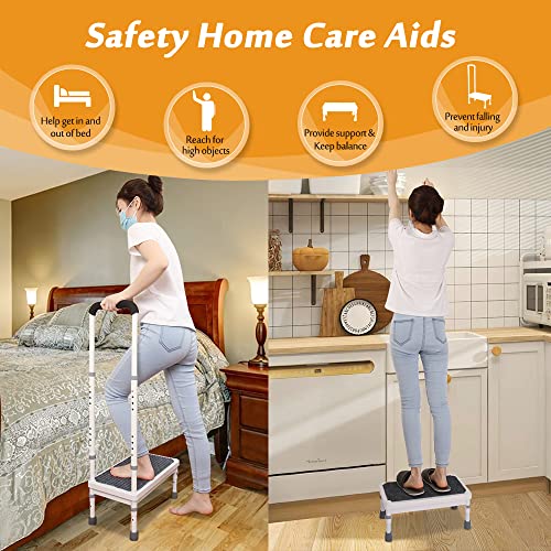 Step Stool with Handle for Elderly Adults, High Beds Steps Heavy Duty Metal Stepping Stool Mobility Aids Stand Assist, Medical Adjustable Bariatric Step Stool for Kitchen, Bedside, SUV, Bath - 400 lbs - size: 17.8x10.3x41.5inch