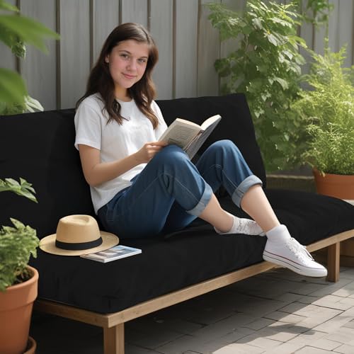 Outdoor Bench Cushion Waterproof, Tufted Bench Seat Cushion | 36 x 15 Inch Patio Wicker Indoor Seat Pads for Outside Garden Patio Balcony, Black - color: Black, size: 36x15 Inch
