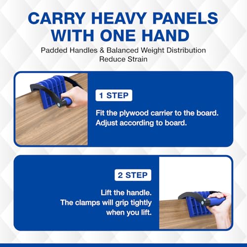 Gearwiz Panel Carrier Tool – Carry Plywood & Large Sheets up to 100 lbs – One-Handed Ergonomic Grip – Heavy-Duty Woodworking & Construction Sheet Lifter for 4x8 Panels – NOT FOR DRYWALL – 2 Pack