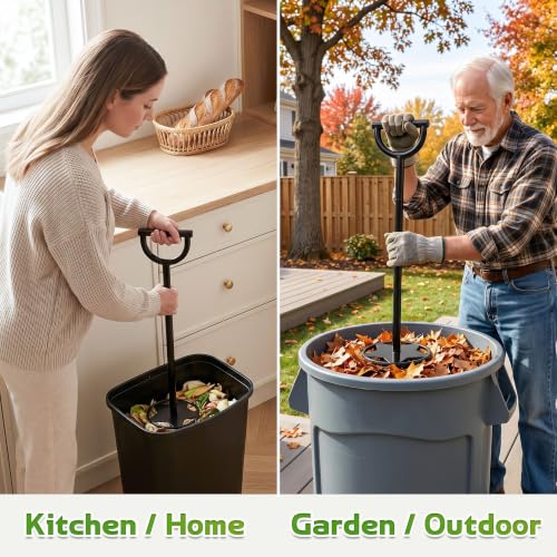 Trash Compactor for Kitchen - 20" All-Metal Manual Garbage Compactor, No Electric Trash Can Compacting Tool, Touchless Waste Smasher & Tamper Press Compressor, Saves Space for Home & Outdoor Bins - size: 20"