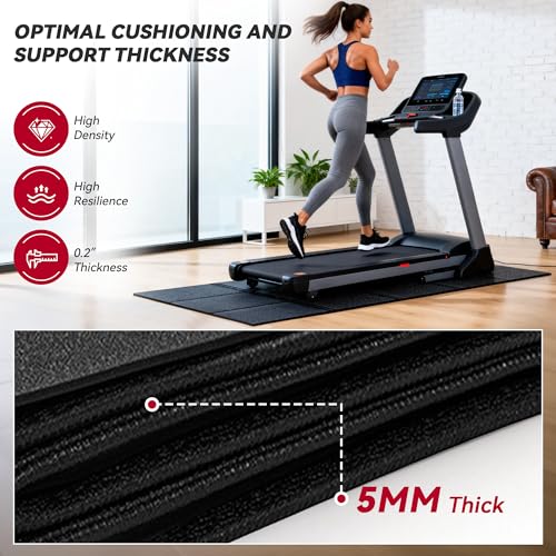 Treadmill Mat for Hardwood & Carpet Floors, 79" × 39.4", 0.2" Thick Extra Large Non-Slip Exercise Equipment Mat, Mat for Under Treadmill & Indoor Bike on Carpet - size: 78.7"L x 39"W x 0.2"Th