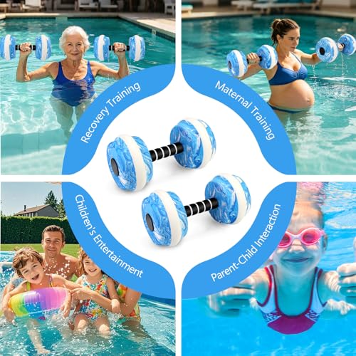 Aquatic Exercise Dumbbells, 2PCS Water Weights for Pool Exercise, Water Aerobics Equipment, High-Density EVA-Foam Pool Weights Dumbbells for Weight Loss, Pool Fitness, Water Exercise - color: Blue