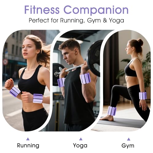 Wrist Weights – Ankle Wrist Weights for Women & Men – Adjustable Weighted Bangles Set (1 lb Each) | Arm and Leg Weights for Yoga, Pilates, Running & Walking - color: Gradual Purple