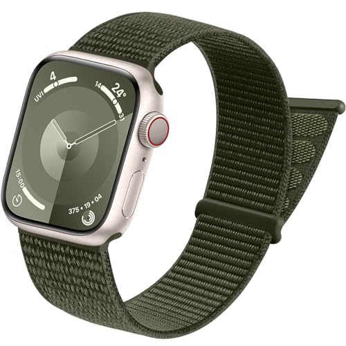 Sport Loop Band Compatible with Apple Watch Bands for Women 44mm 46mm 45mm 49mm 42mm 38mm 40mm 41mm men,Stretch Adjustable Braided Nylon Straps for iWatch Series 11/10/9/8/7/6/5/4/3/2/1/SE/Ultra - color: Armgreen, size: 44mm/45mm/46mm/49mm/(42mm-series 3