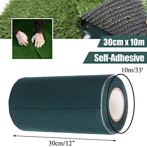 TYLife Artificial Grass Tape 12" x33',Turf Adhesive for Seaming Sections of Synthetic Turf,Artificial Grass Seam Tape for Fake Grass Jointing, Connecting Indoor Outdoor Carpet,Green Lawn Mat Rug - size: 12InX33Ft(30cmX10m)