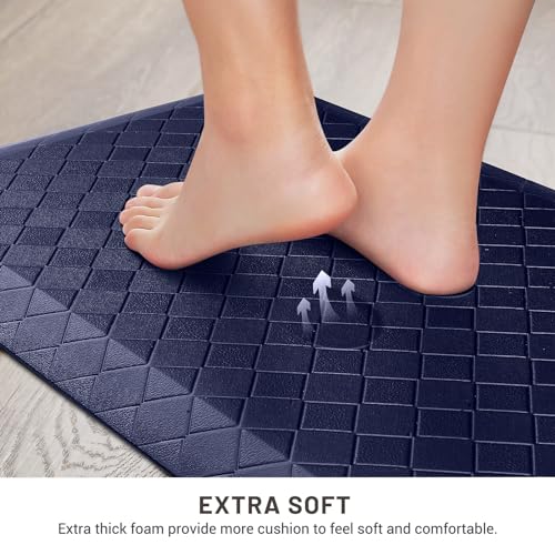 HappyTrends Kitchen Floor Mat - 4/5 Inch Thick Anti-Fatigue Kitchen Rug,Waterproof Non-Slip Kitchen Mats and Rugs Heavy Duty Ergonomic Comfort Rug for Kitchen,Office,Sink,Laundry,(22"x36", Blue) - color: Blue, size: 36"L x 22"W x 0.8"Th