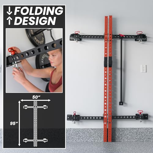 Synergee 2200 Folding Rack – 750 lb Capacity Power Cage - color: d) Red 95" x 21"