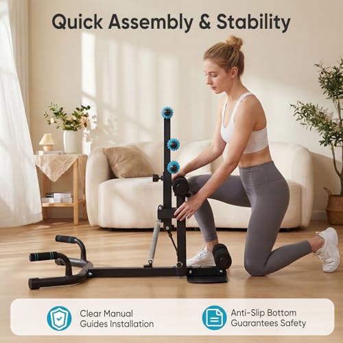 OLIXIS Deep Squat Machine for Women, Adjustable Glutes & Leg Exercise | 300 lbs Weight Capacity All-in-One squat Trainer with Push Up Handles, Compact Home Gym Workout Machine, Black & Blue