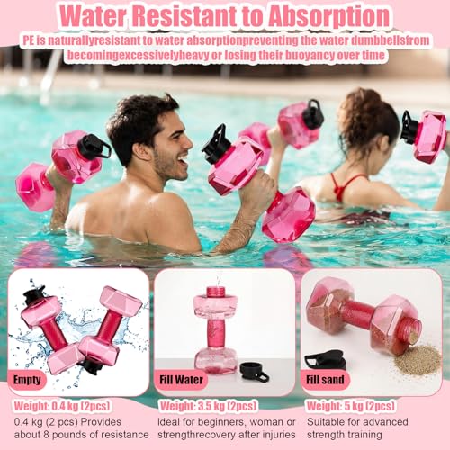 4 Pcs Water Aquatic Exercise Set 2 Ankle Wrist Swimming Weights 2 Water Aquatic Exercise Dumbbells PE Materials Dumbbell Aerobics with Non Slip Handle for Swim Pool Fitness Equipment