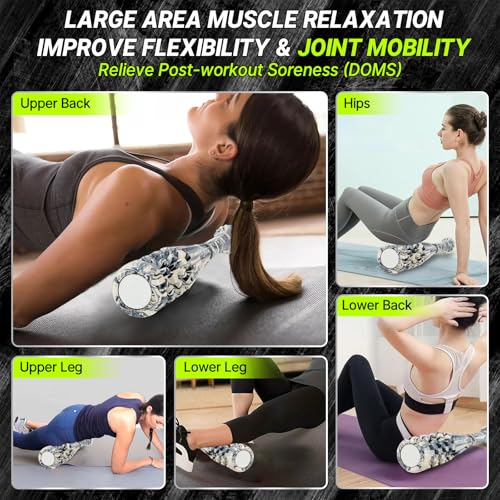 Weighted Mace Club Macebell, 3-in-1 with Built-in Massage Ball & Foam Roller, Full Camouflage Rubber Coated, 4.5-26.5LB for Full Body Strength Training & Post-Workout Muscle Relief - size: 17.6LB