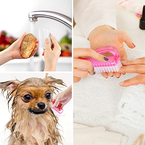Larbois Handle Grip Nail Brush, Hand Fingernail Brush Cleaner Scrubbing Kit Pedicure for Toes and Nails Men Women (4 Pack) - color: Color-17