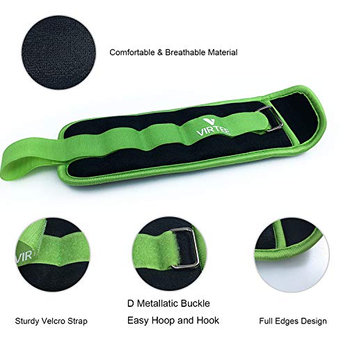Ankle/Wrist Weights for Women, Men, Kids - Arm Leg Weights Set with Adjustable Strap - Running, Jogging, Gymnastic, Physical Therapy, Fitness - Choice of 1 lb 2 lbs 3 lbs 4 lbs 6 lbs 8 lbs 10 lbs - style: 2 lbs pair (1 lb each), Green