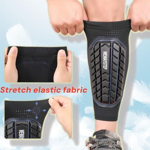 Shin Guards Soccer Kids Youth, Adult Shin Guards with Honeycomb Padding，Breathable & Anti-Slip Calf Compression Sleeves - color: Black Blue, size: XX-Small